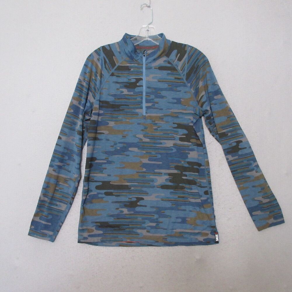 Saxx Shirt Men Camoflauge Viewfinder Merino Wool‎ Blend Base Layer Half Zip